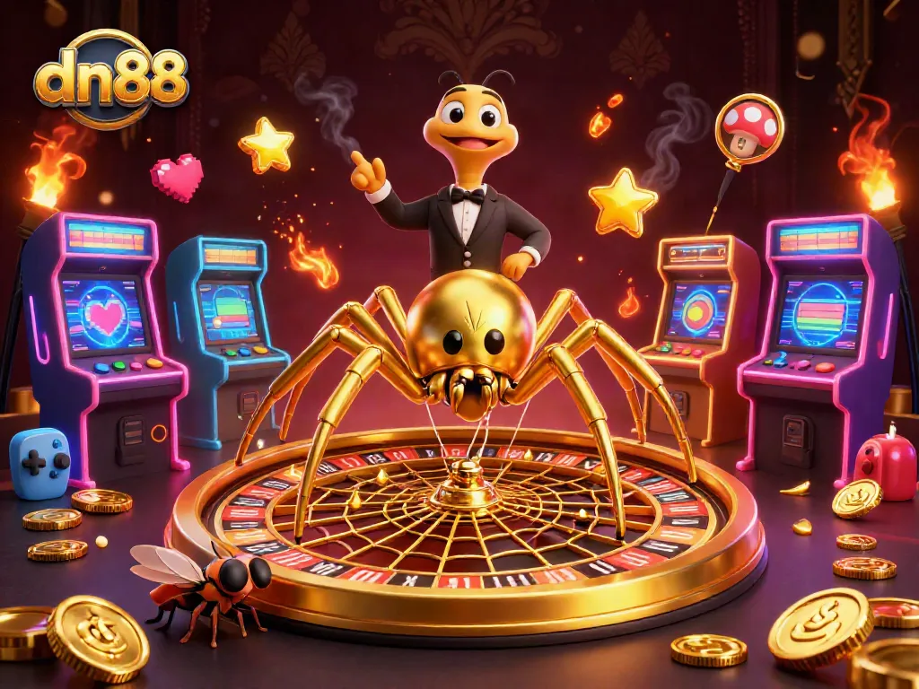Experience excitement at dn88 casino with players engaging at the roulette wheel and vibrant arcade games.