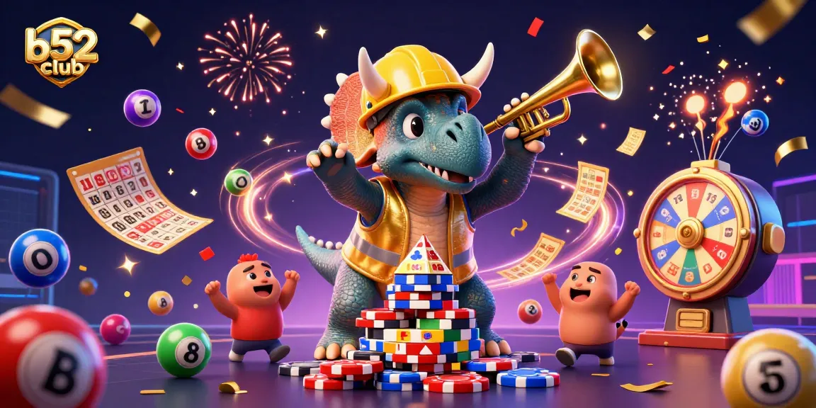 Engage in exciting gameplay at b52club with an illustrated casino scene featuring dynamic characters and colorful gaming elements.
