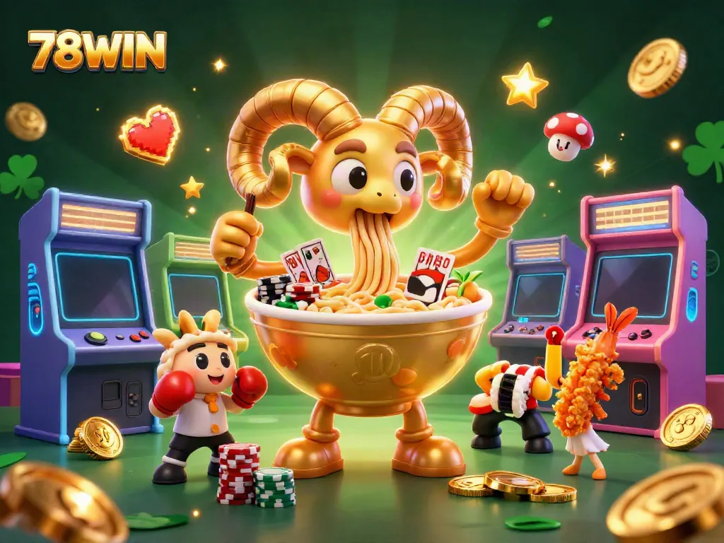 Engage in vibrant gaming action with 78WIN, featuring dynamic characters and colorful casino elements.