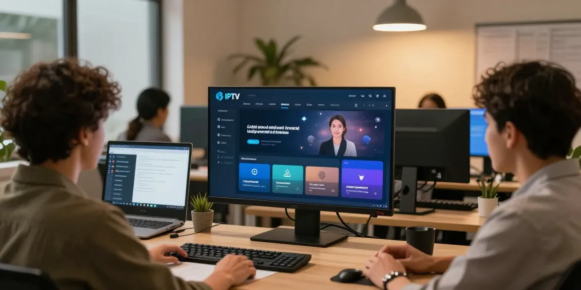 IPTV reseller working in a professional office, showcasing trusted local services for community.