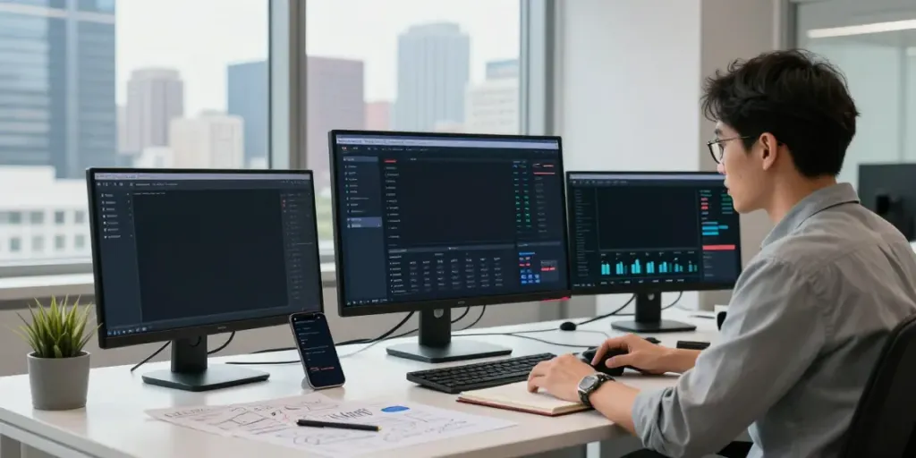Instant indexing analysis in a modern digital marketing office with SEO metrics.