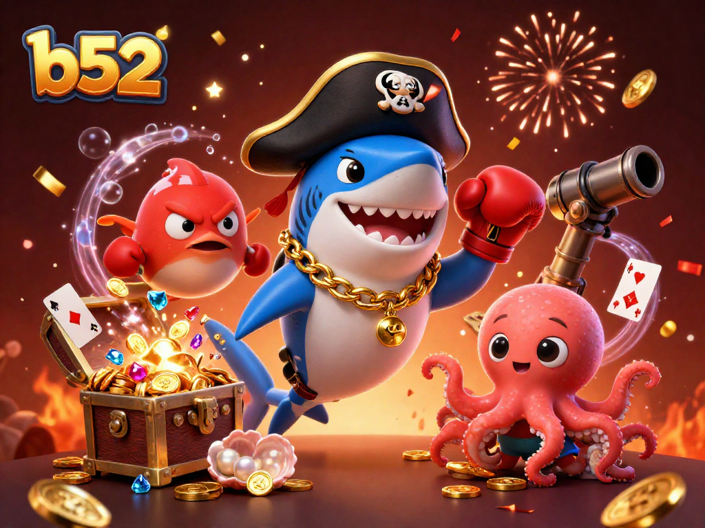 Experience thrilling gaming adventures at b52 with cartoon characters in a vibrant underwater casino setting.