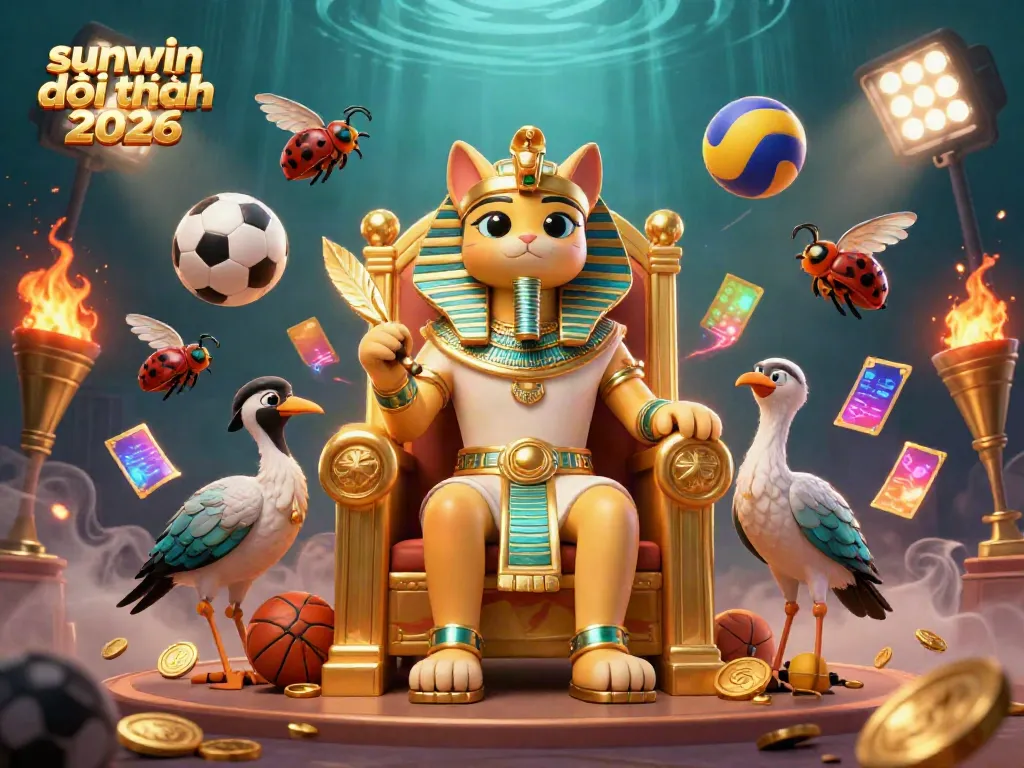Engage with the exhilarating world of sunwin đổi thưởng 2026 featuring a dynamic casino scene with vibrant characters and sports elements.