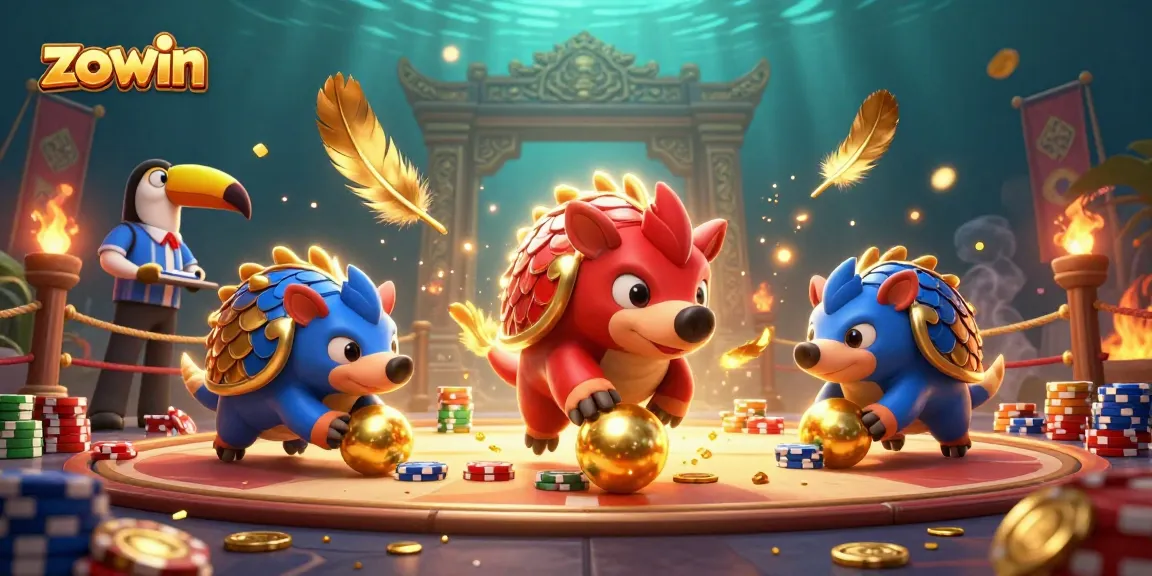 Experience thrilling gameplay at Zowin, where rivals clash over poker chips in a vibrant casino scene.