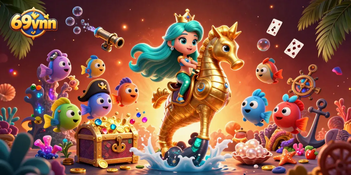 Experience thrilling fish games and jackpots at 69vnn with mermaids, seahorses, and treasure!