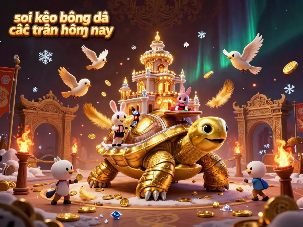 Engage with vibrant 3D scene depicting soi kèo bóng đá các trận hôm nay featuring a giant tortoise casino and dealer.