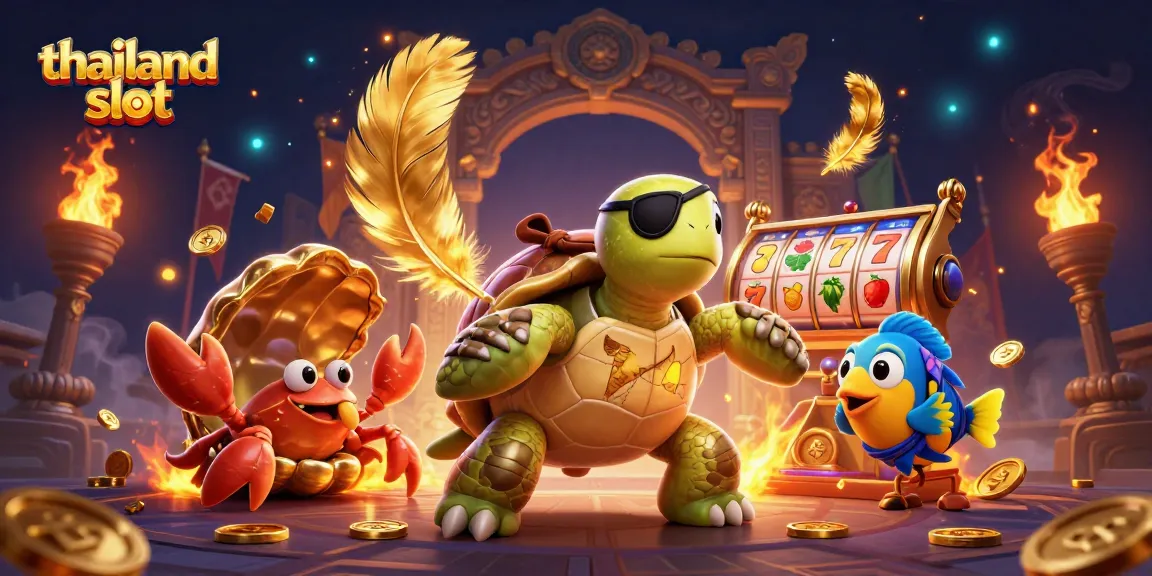 Engage with thailand slot excitement in a vibrant 3D illustration showcasing lively characters and colorful game elements.