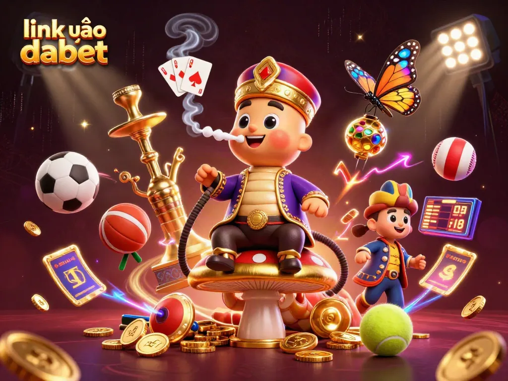 Engage with link vào dabet in a vibrant, dynamic casino scene featuring a whimsical caterpillar master.