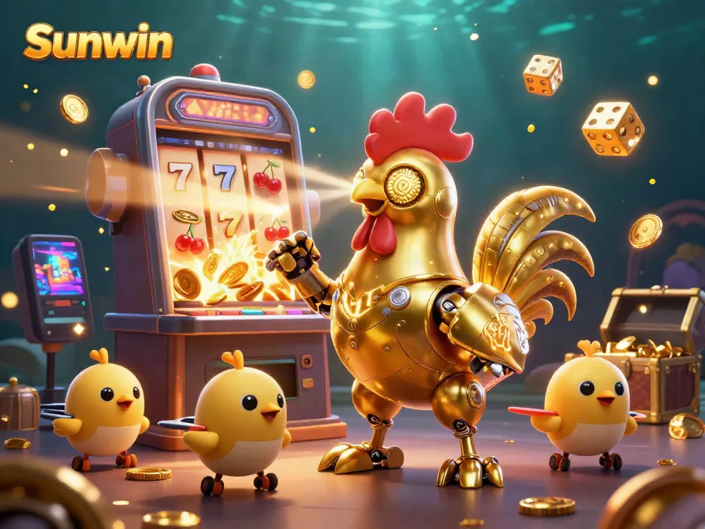 Experience a thrilling Sunwin gaming adventure with vibrant casino elements and dynamic characters.