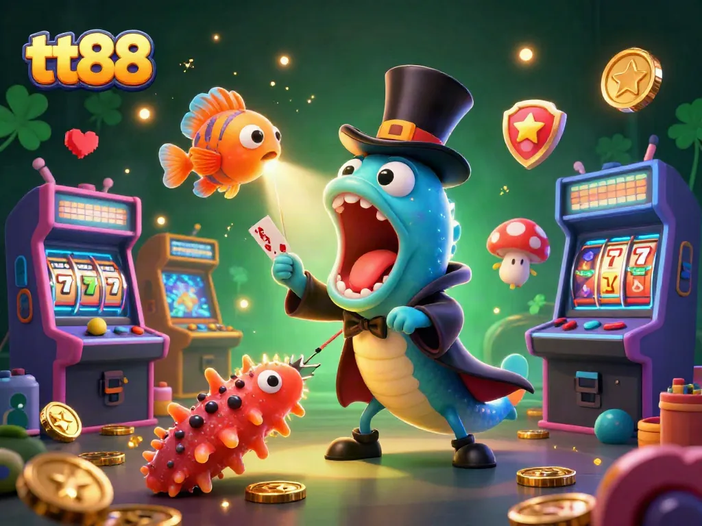 tt88 illuminates the casino landscape with a vibrant 3D underwater scene of magical characters.