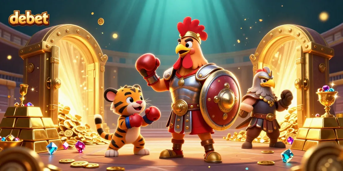 Engage in thrilling gameplay at debet with a captivating 3D gladiator scene, packed with treasures and excitement.
