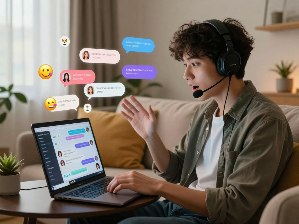 Engaging conversation with nsfw ai chat in a cozy digital setting, showcasing lively chat bubbles and a relaxed atmosphere.