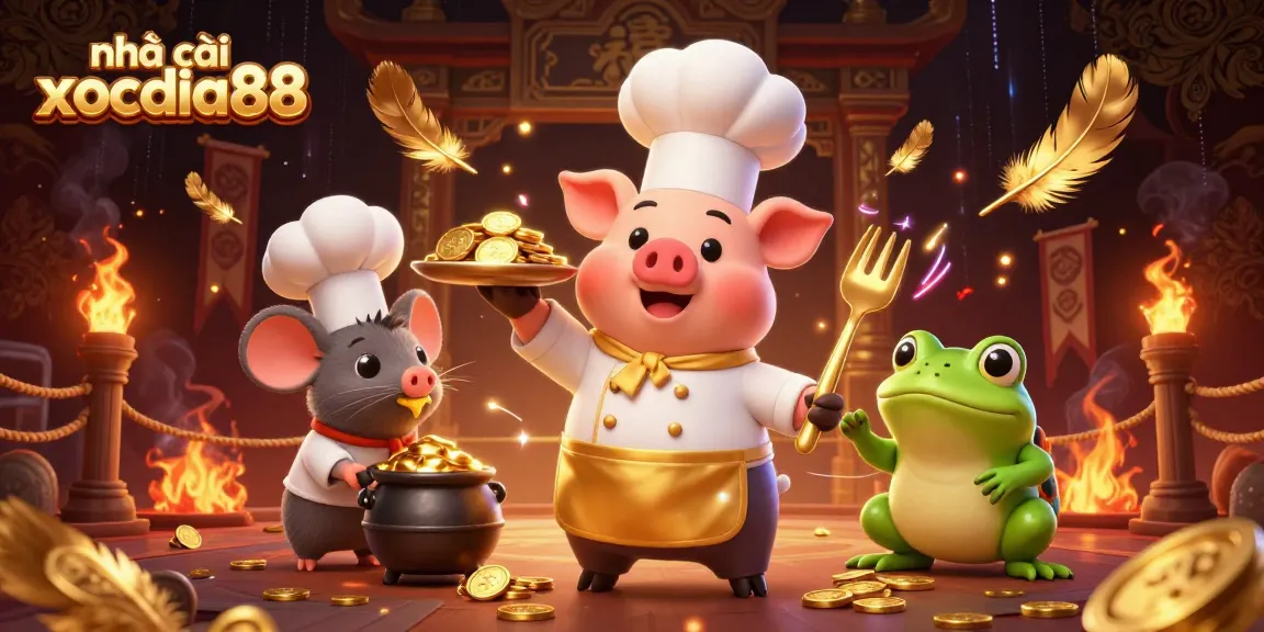 Experience excitement at nhà cái xocdia88 with vibrant gold coins and 3D characters in a casino setting
