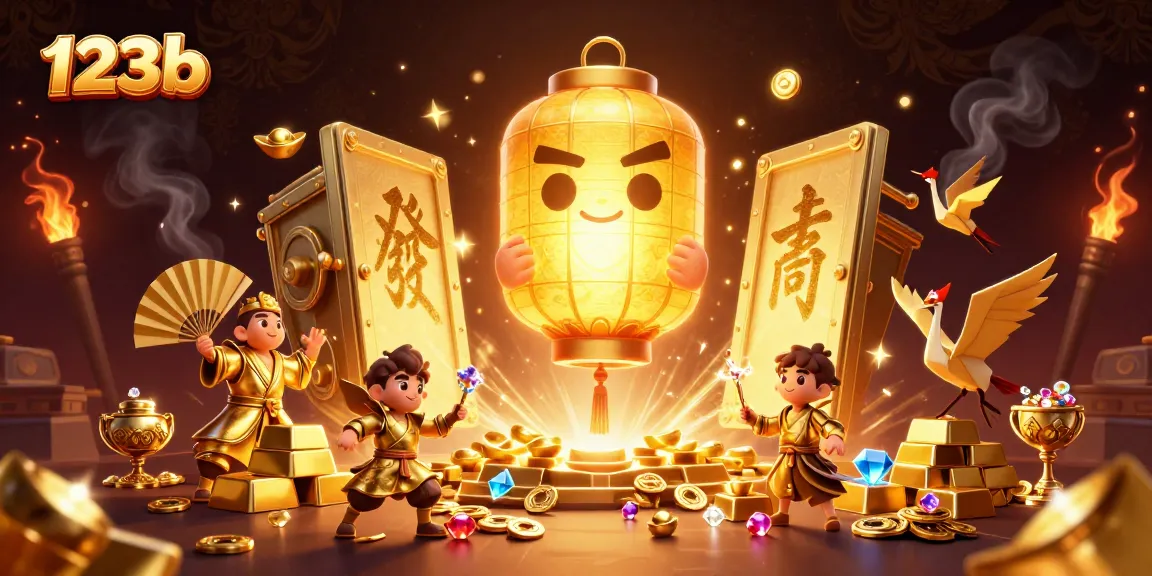 Experience thrilling wins at 123b with vibrant banners and rich casino elements.
