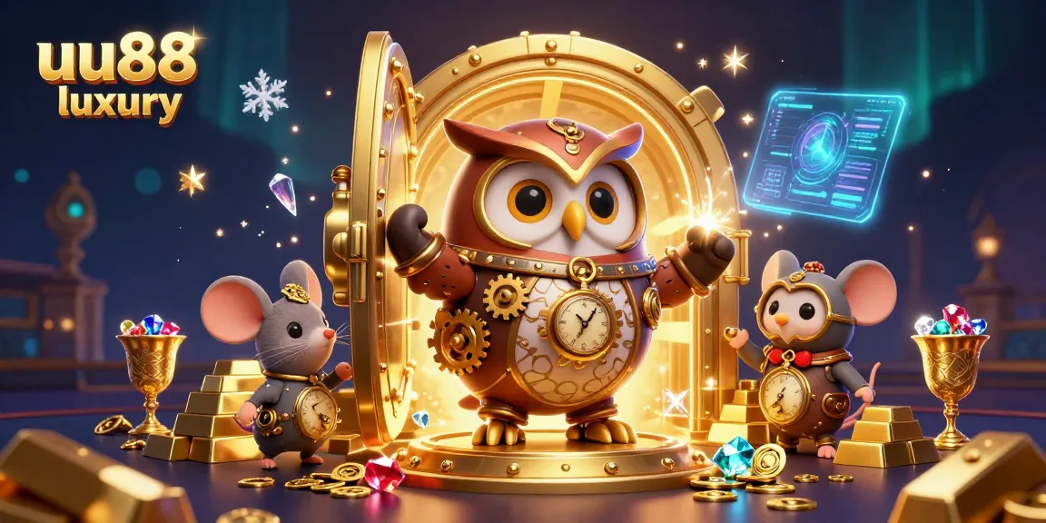 Experience thrilling gaming at uu88 luxury with a 3D cartoon owl and treasures in the casino