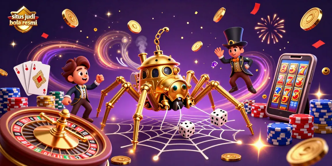 Play thrilling games at situs judi bola resmi engaging with a golden spider web of chance and strategy.