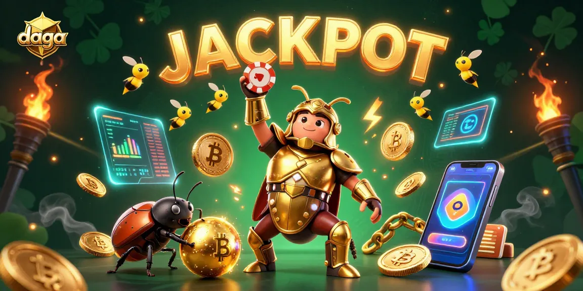 Experience epic wins at daga with a victorious beetle championing casino gaming.