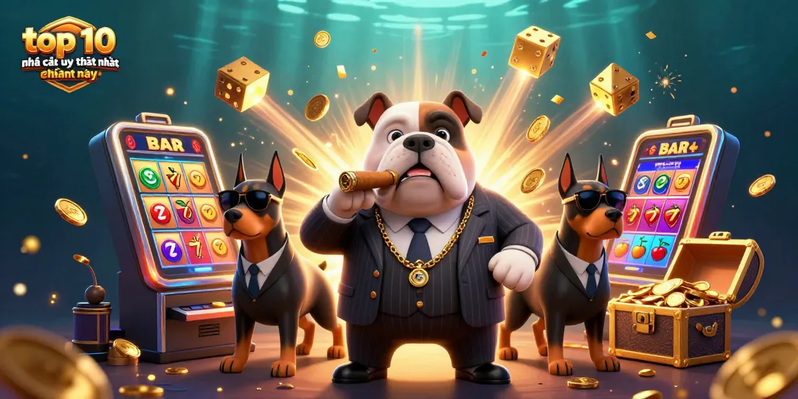 Engaging illustration showcasing top 10 nhà cái uy tín nhất hiện nay with a dynamic casino scene