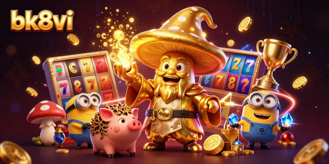Engaging gameplay at bk8vi with a lively wizard and treasures in a dynamic slot scene.